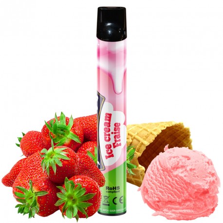 E-cigarette jetable Wpuff Ice Cream Fraise (600 puffs) - Liquideo